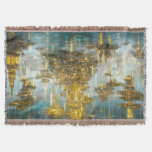 City of Light: The Floating Temples of Eternity Throw Blanket