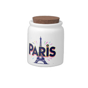 City of Lights: Bold Paris Typography Art Candy Jar