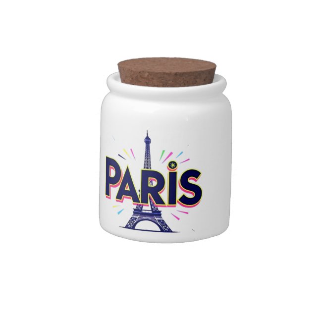 City of Lights: Bold Paris Typography Art Candy Jar (Left)