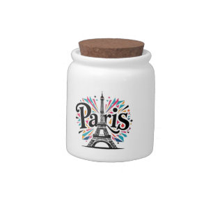 City of Lights: Bold Paris Typography Art Candy Jar