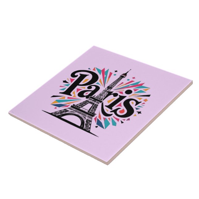 City of Lights: Bold Paris Typography Art Ceramic Tile (Side)