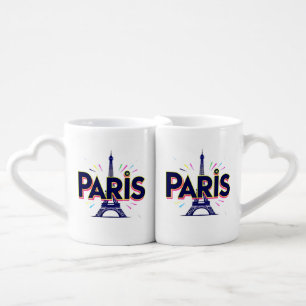 City of Lights: Bold Paris Typography Art Coffee Mug Set