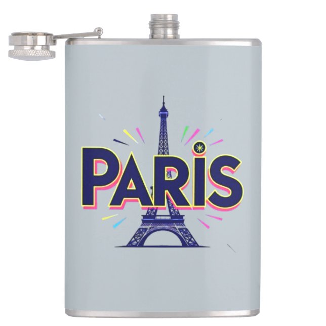 City of Lights: Bold Paris Typography Art Flask (Opened)