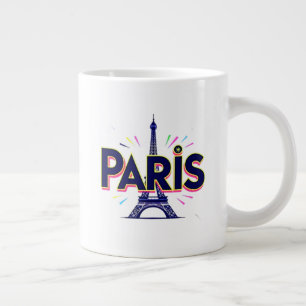 City of Lights: Bold Paris Typography Art Giant Coffee Mug