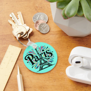City of Lights: Bold Paris Typography Art Keychain