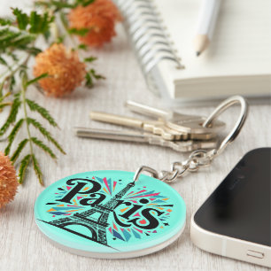 City of Lights: Bold Paris Typography Art Keychain
