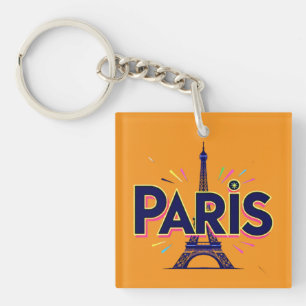 City of Lights: Bold Paris Typography Art Keychain