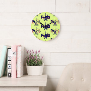 City of Lights: Bold Paris Typography Art Large Clock