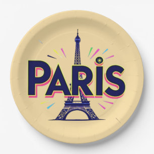 City of Lights: Bold Paris Typography Art Paper Plates