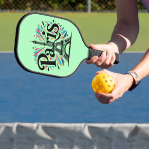 City of Lights: Bold Paris Typography Art Pickleball Paddle