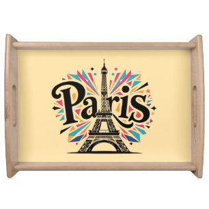 City of Lights: Bold Paris Typography Art Serving Tray