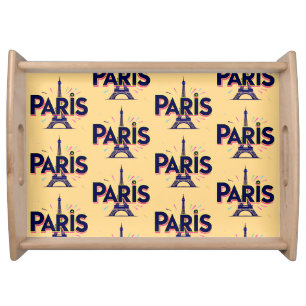 City of Lights: Bold Paris Typography Art Serving Tray