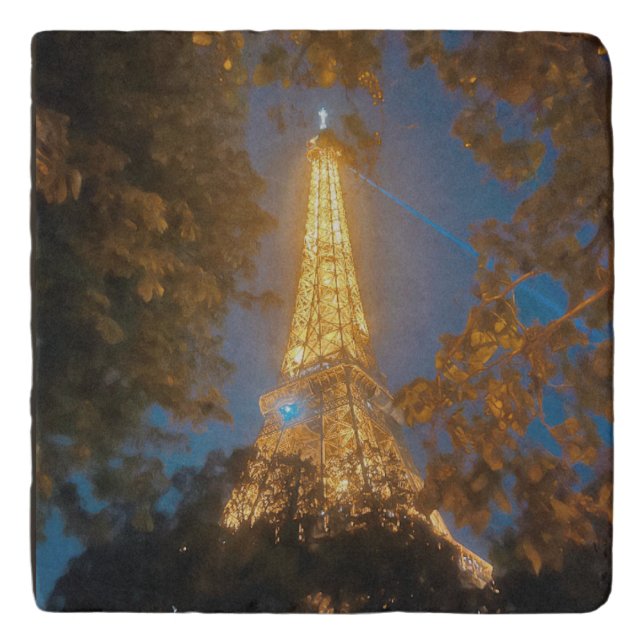 City of Lights Eiffel Tower Travertine Trivet (Front)