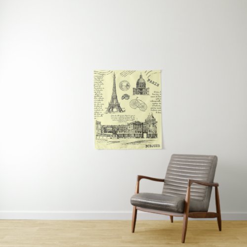 City of Lights Vintage Style Tapestry