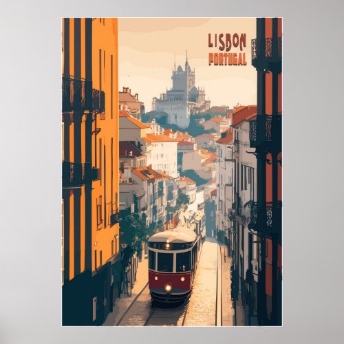 City of Lisbon Vintage Travel Poster Wall Art