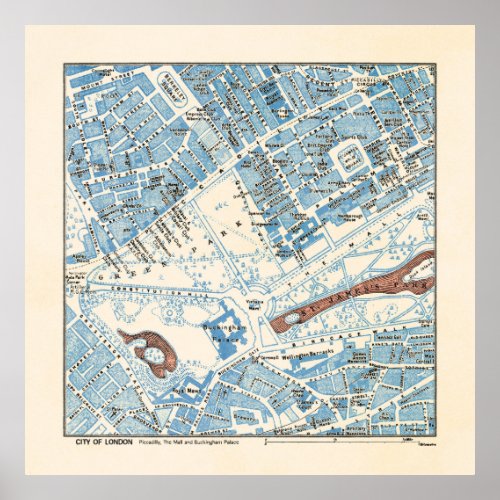 City of London Map _ Piccadilly Buckingham Palace Poster