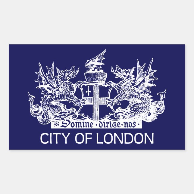 City of London, Vintage, Coat of Arms, England UK Rectangular Sticker (Front)
