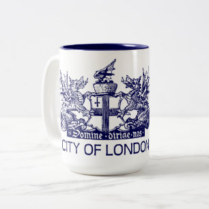 City of London, Vintage, Coat of Arms, England UK Two-Tone Coffee Mug