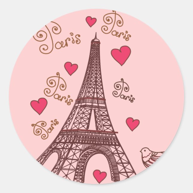 City of Love Paris Classic Round Sticker (Front)
