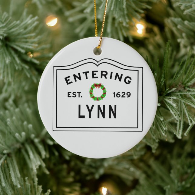 City of Lynn Holiday Wreath Ceramic Ornament (Tree)