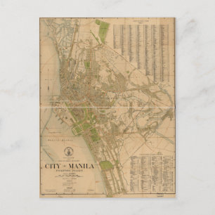 City of Manila Philippine Islands Map (1920) Postcard