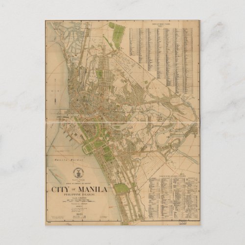 City of Manila Philippine Islands Map 1920 Postcard