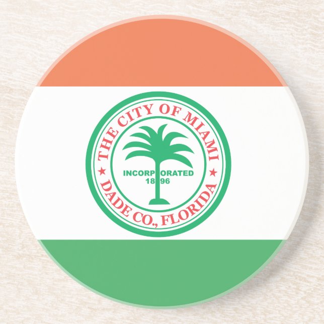 City of Miami flag Drink Coaster (Front)