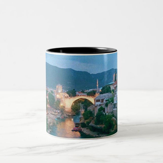 City of Mostar - Bosnia and Herzegovina  Two-Tone Coffee Mug (Center)