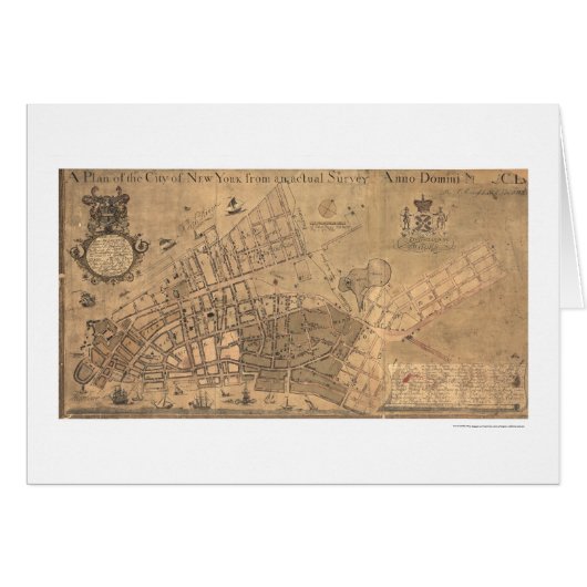 City Of New York Map 1755 Cards (Front Horizontal)