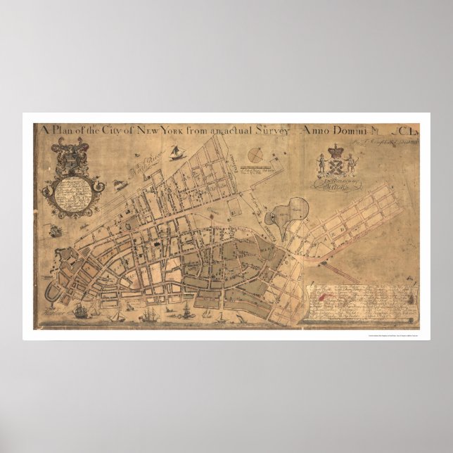 City Of New York Map 1755 Poster (Front)