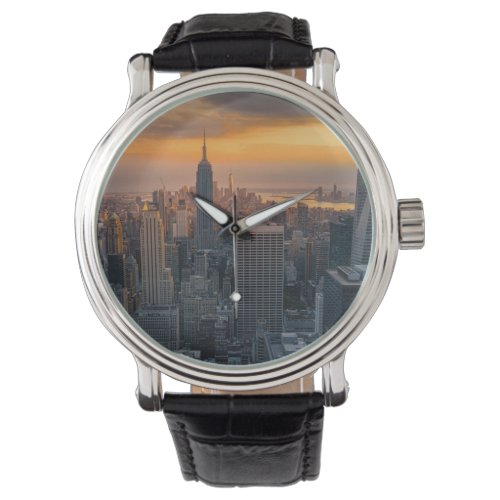 city of new york with the magnificent sunset watch