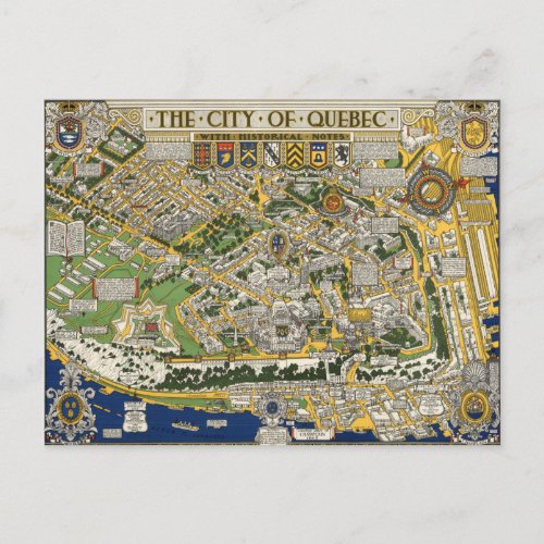 City of Quebec Map Postcard
