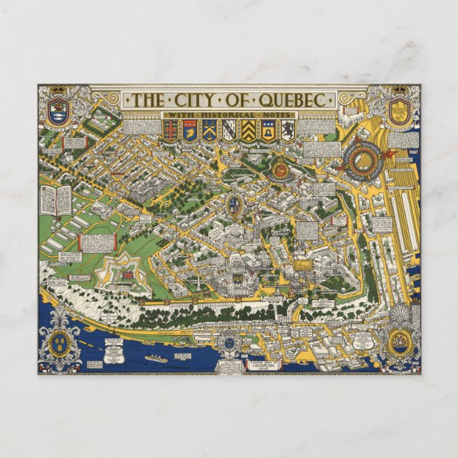 City of Quebec Map Postcard (Front)
