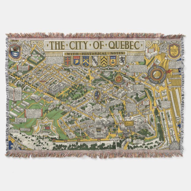 City of Quebec Map Throw Blanket (Front)