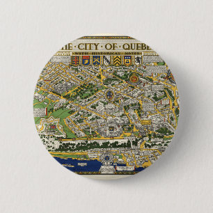 City of Quebec with Historical Notes Vintage map Button
