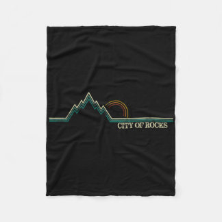 City Of Rocks Idaho Retro Mountain Climbing Summer Fleece Blanket