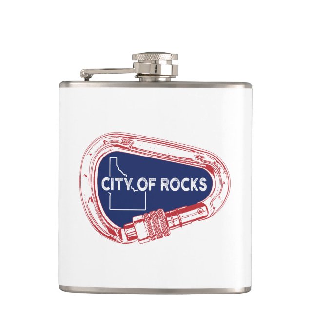 City Of Rocks Idaho Rock Climbing Carabiner Flask (Front)