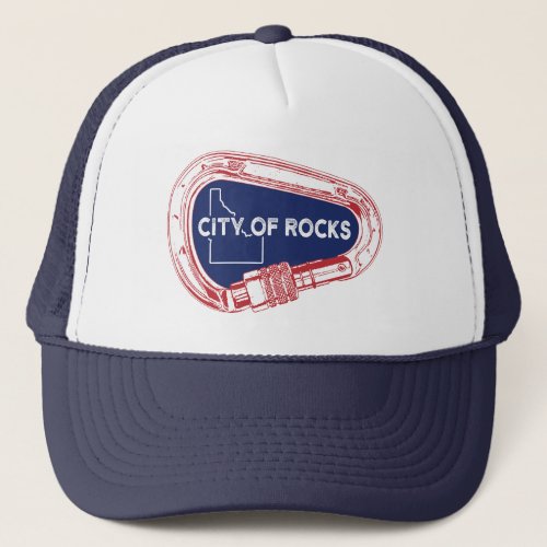 City Of Rocks Idaho Rock Climbing Carabiner Trucker Hat