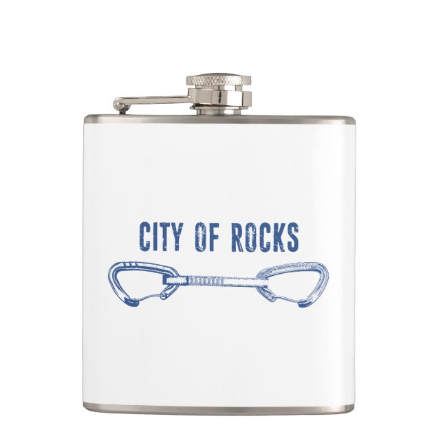 City Of Rocks Idaho Rock Climbing Quickdraw Flask (Front)