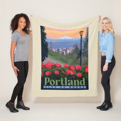 City of Roses  Portland Oregon Fleece Blanket