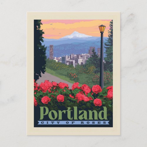 City of Roses  Portland Oregon Postcard