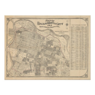 City of Sacramento Map - 1913 Poster