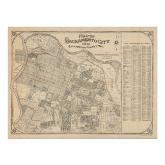 City of Sacramento Map - 1913 Poster