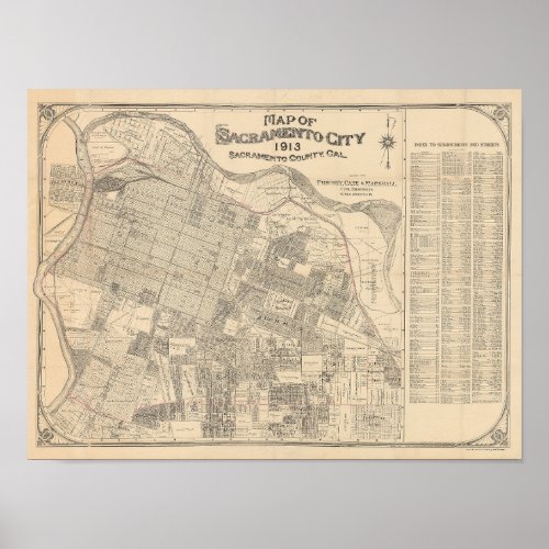 City of Sacramento Map _ 1913 Poster