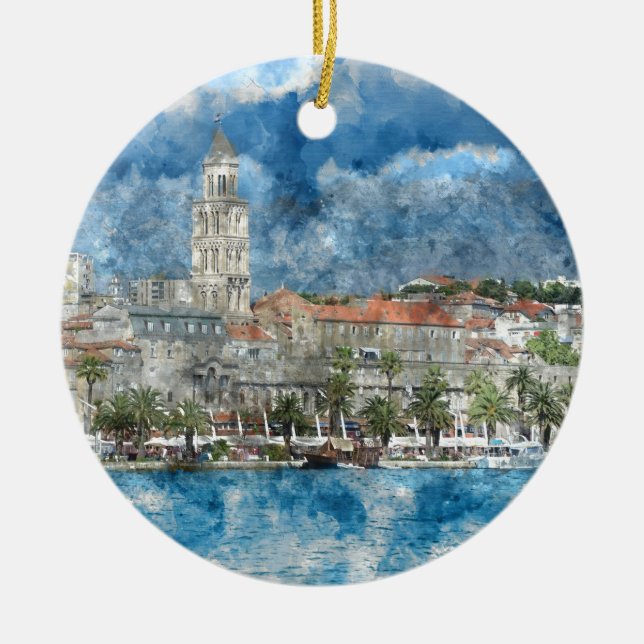 City of Split in Croatia Ceramic Ornament (Front)