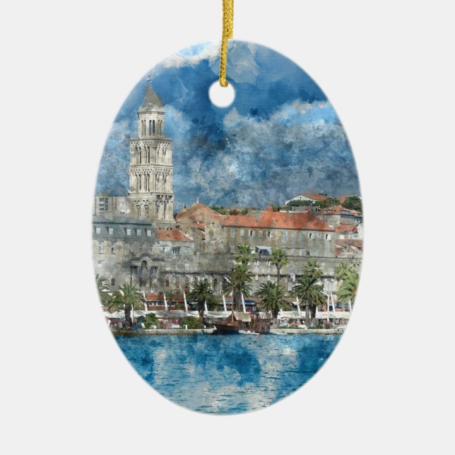City of Split in Croatia Ceramic Ornament (Front)