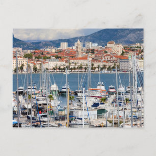 City of Split Marina and Old Town in Croatia Postcard