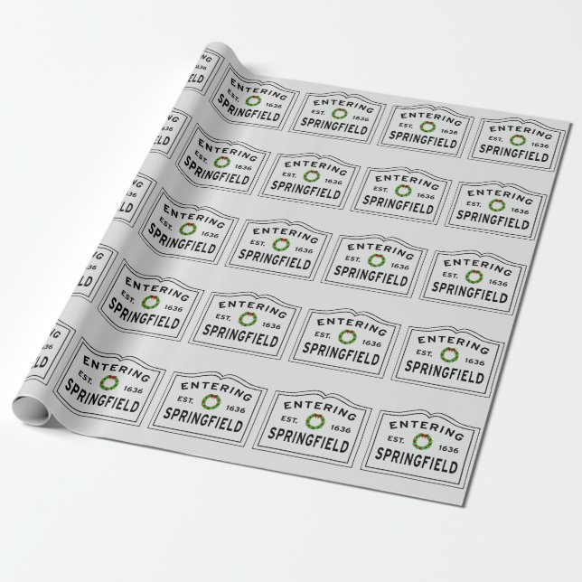 City of Springfield Holiday Wreath Wrapping Paper (Unrolled)