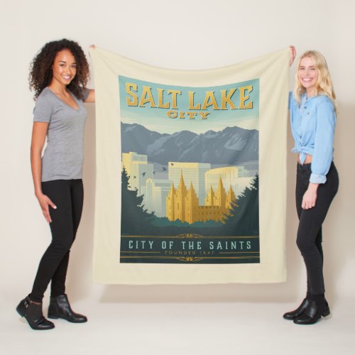 City of the Saints  Salt Lake City Utah Fleece Blanket