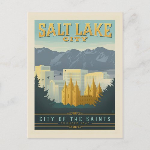 City of the Saints  Salt Lake City Utah Postcard